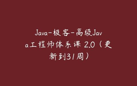 Java-极客-高级Java工程师体系课 2.0（更新到31周）课程资源下载