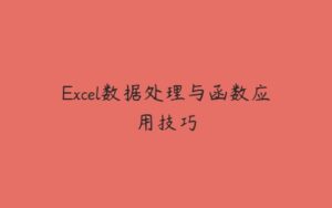 Excel数据处理与函数应用技巧-51自学联盟