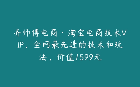 齐师傅电商·淘宝电商技术VIP，全网最先进的技术和玩法，价值1599元-51自学联盟