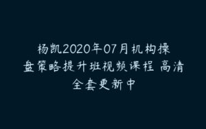 杨凯2020年07月机构操盘策略提升班视频课程 高清全套更新中-51自学联盟