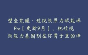 壁垒觉醒·短视频原力赋能课Pro【更新9月】，把短视频能力基因刻在你骨子里的课-51自学联盟