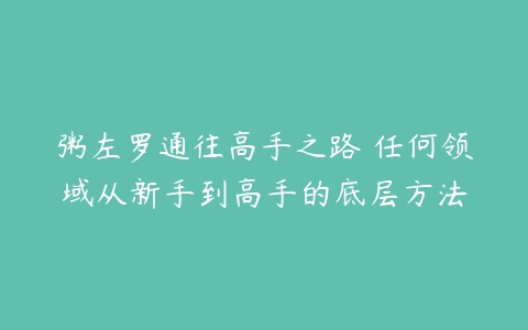 粥左罗通往高手之路•任何领域从新手到高手的底层方法-51自学联盟