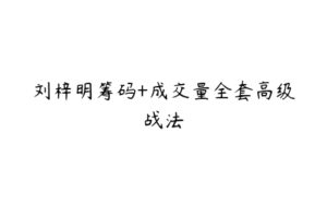 刘梓明筹码+成交量全套高级战法-51自学联盟