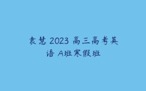 袁慧 2023 高三高考英语 A班寒假班-51自学联盟