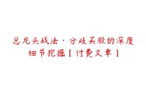 总龙头战法·分歧买股的深度细节挖掘【付费文章】-51自学联盟