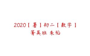 2020【暑】初二【数学】箐英班 朱韬-51自学联盟