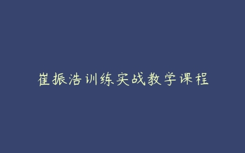 崔振浩训练实战教学课程-51自学联盟