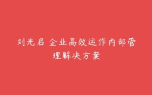 刘光启 企业高效运作内部管理解决方案-51自学联盟