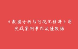 《数据分析与可视化精讲》用实战案例带你读懂数据-51自学联盟