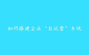 如何搭建企业“自运营”系统-51自学联盟