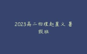 2023高二物理赵星义 暑假班-51自学联盟