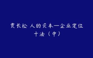 贾长松 人的资本—企业定位十法（中）-51自学联盟