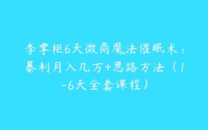 李掌柜6天微商魔法催眠术：暴利月入几万+思路方法（1-6天全套课程）-51自学联盟