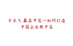 方永飞 赢在中层—如何打造中国企业新中层-51自学联盟