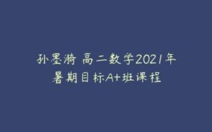 孙墨漪 高二数学2021年暑期目标A+班课程-51自学联盟