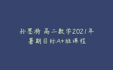 孙墨漪 高二数学2021年暑期目标A+班课程-51自学联盟