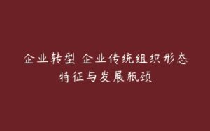 企业转型 企业传统组织形态特征与发展瓶颈-51自学联盟