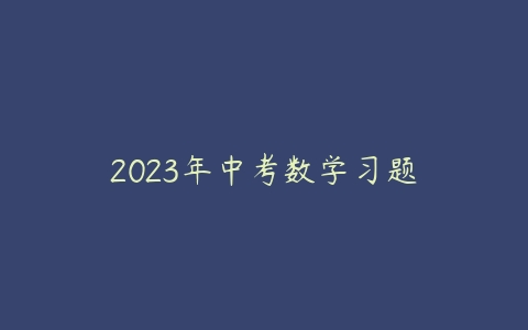 2023年中考数学习题-51自学联盟