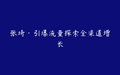 张琦·引爆流量探索全渠道增长-51自学联盟