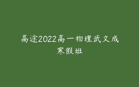 高途2022高一物理武文成寒假班-51自学联盟