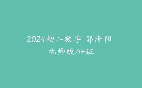 2024初二数学 郭济阳 北师版A+班-51自学联盟