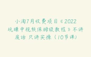 小淘7月收费项目《2022玩赚中视频保姆级教程》不讲废话 只讲实操（10节课)-51自学联盟