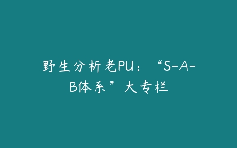 野生分析老PU：“S-A-B体系”大专栏-51自学联盟