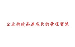 企业持续高速成长的管理智慧-51自学联盟