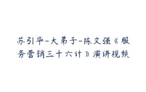 苏引华-大弟子-陈文强《服务营销三十六计》演讲视频-51自学联盟