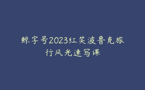 鲸字号2023红笑波鲁克旅行风光速写课课程资源下载