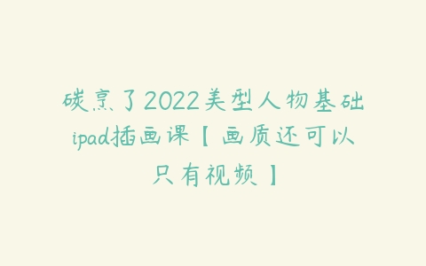 碳烹了2022美型人物基础ipad插画课【画质还可以只有视频】-51自学联盟