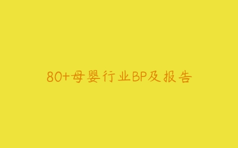80+母婴行业BP及报告