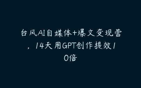 台风AI自媒体+爆文变现营，14天用GPT创作提效10倍-51自学联盟