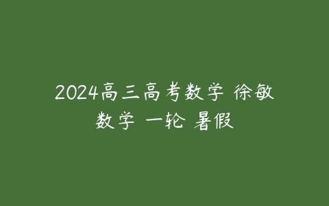 2024高三高考数学 徐敏数学 一轮 暑假-51自学联盟