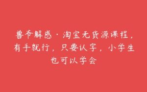 兽爷解惑·淘宝无货源课程，有手就行，只要认字，小学生也可以学会-51自学联盟