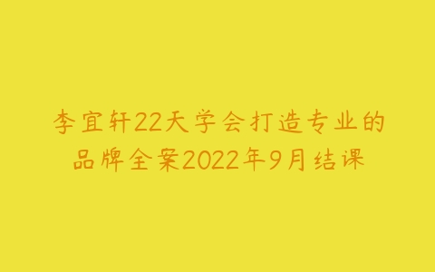 李宜轩22天学会打造专业的品牌全案2022年9月结课百度网盘下载