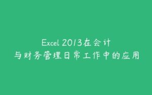 Excel 2013在会计与财务管理日常工作中的应用-51自学联盟