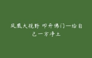 凤凰大视野 叩开佛门—给自己一方净土-51自学联盟