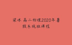 梁冰 高二物理2020年暑假系统班课程-51自学联盟