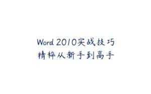 Word 2010实战技巧精粹从新手到高手-51自学联盟