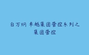 白万纲 卓越集团管控系列之集团管控-51自学联盟