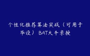 个性化推荐算法实战（可用于毕设） BAT大牛亲授-51自学联盟