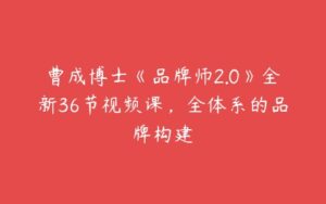 曹成博士《品牌师2.0》全新36节视频课，全体系的品牌构建-51自学联盟