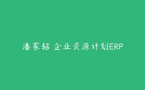 潘家轺 企业资源计划ERP-51自学联盟