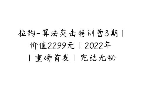 拉钩-算法突击特训营3期|价值2299元|2022年|重磅首发|完结无秘-51自学联盟