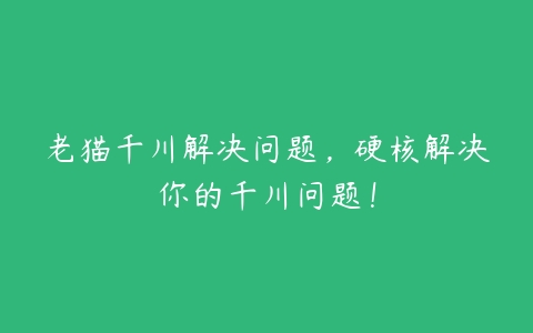 老猫千川解决问题，硬核解决你的千川问题！-51自学联盟