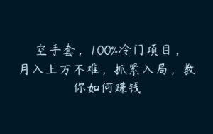 空手套，100%冷门项目，月入上万不难，抓紧入局，教你如何赚钱-51自学联盟