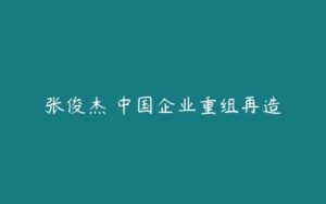 张俊杰 中国企业重组再造-51自学联盟