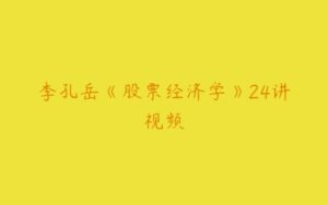 李孔岳《股票经济学》24讲视频-51自学联盟