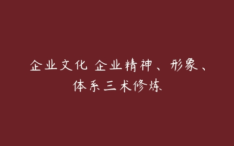 企业文化 企业精神、形象、体系三术修炼-51自学联盟